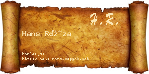 Hans Róza névjegykártya